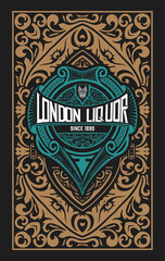 Whiskey label with old frames