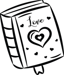 Valentine love book drawing sketch for coloring