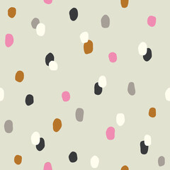 Seamless colorful polka dot pattern. Vector abstract background with hand drawn spots.