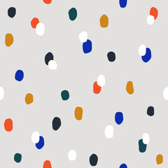 Seamless colorful polka dot pattern. Vector abstract background with hand drawn spots.