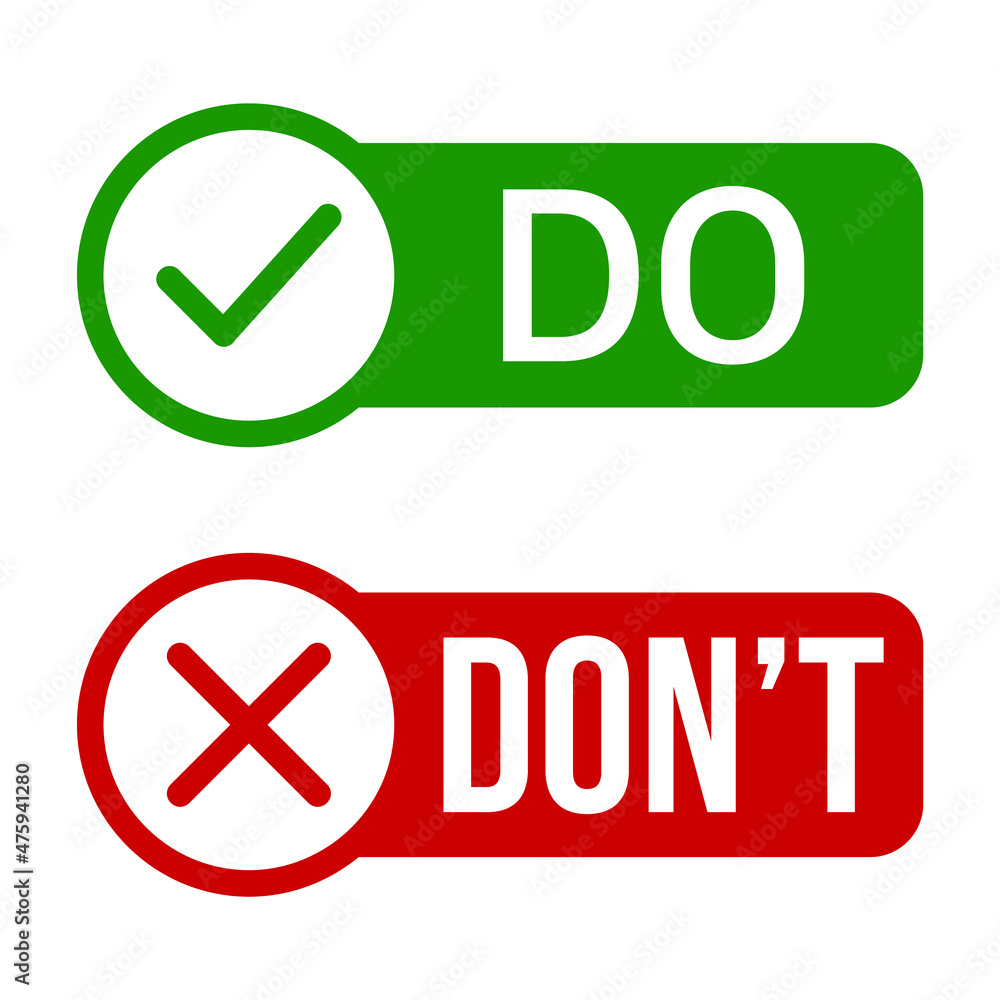 Poster do and don't label set flat color icon for apps and websites