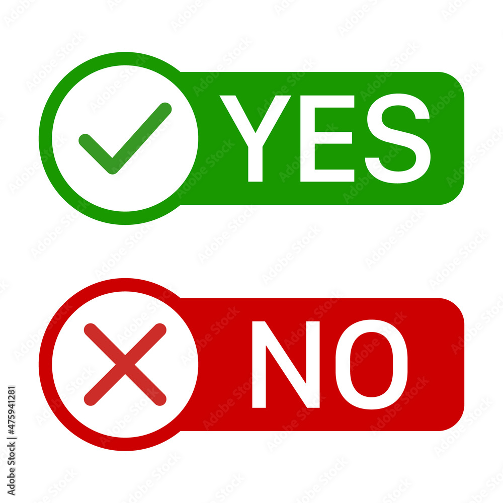 Poster yes and no label set flat vector color icon for apps and websites
