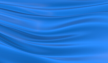 Beautiful flowing fabric of blue wavy silk or satin. 3d rendering image.