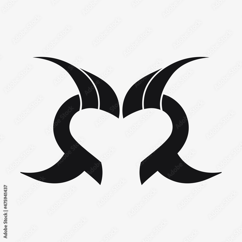 Poster abstract minimal logo design concept with heart for identity space, symbol and icon isolated on whit