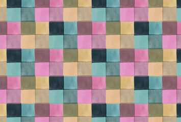 ブルーとピンクとブラウンのモザイクタイル風の壁紙
