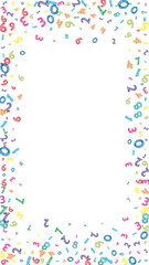 Falling colorful messy numbers. Math study concept with flying digits. Captivating back to school mathematics banner on white background. Falling numbers vector illustration.