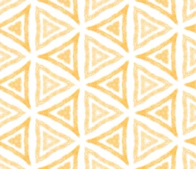 Behang Oranje Mozaïek naadloos patroon. Geel symmetrisch