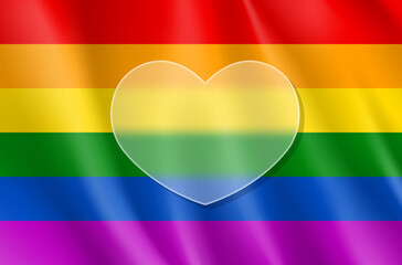 Waving striped rainbow flag of LGBTQ pride background. Lesbian, bisexual and transgender festive concept. Love, freedom, support and rights realistic vector illustration.