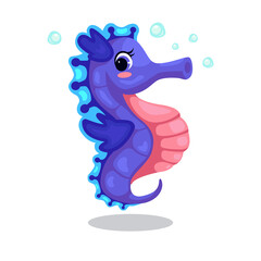 Cute seahorse cartoon vector illustration © Artchilles