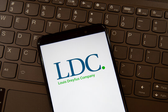 
Toronto, On, Canada - December 19, 2022: LDC (Louis Dreyfus Company) logo on the smartphone screen on a keyboard. Louis Dreyfus Company B.V., also called the Louis-Dreyfus Group, is a French merchant