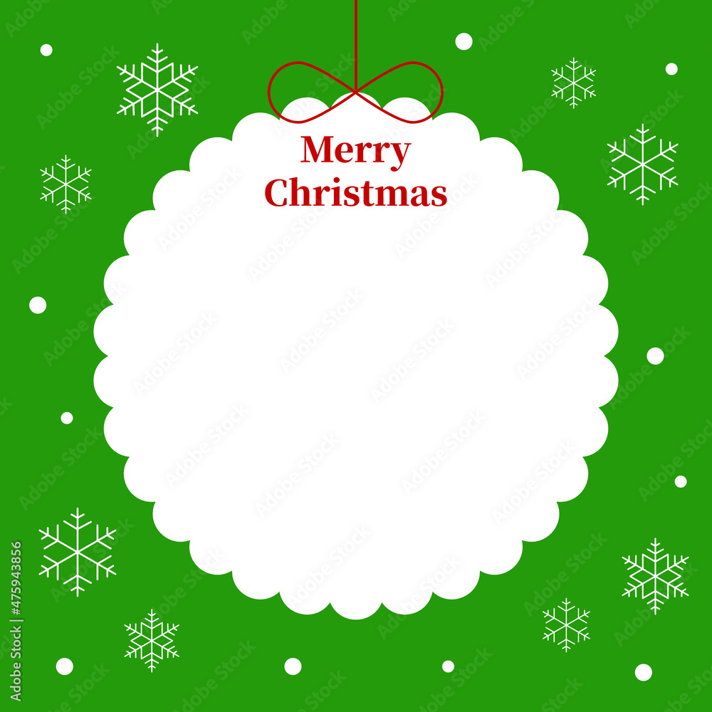 Poster green background frame background design with typography meaning 'merry christmas' and a pattern of 