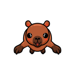Cute little capybara cartoon leaping
