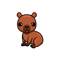 Naklejka premium Cute little capybara cartoon sitting