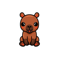 Cute little capybara cartoon sitting