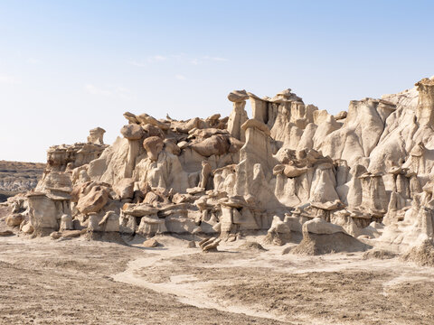 Group of Capped Stone Pedestals at Bisti Badlands, New Mexico