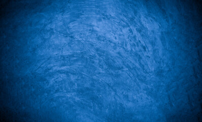 Old wall pattern texture cement blue dark abstract  blue color design are light with black gradient background.