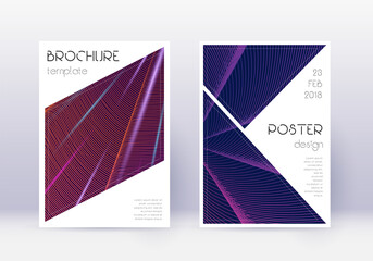 Triangle cover design template set. Violet abstrac