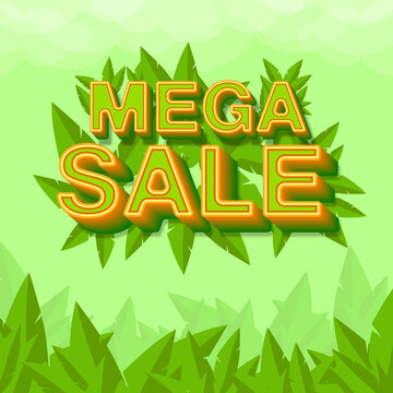 Mega Sale 3D Text Effect For Sosial Media Post Tamplate