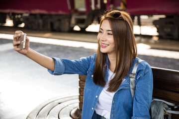 Asian Girl Backpack Traveller