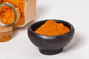 Curcuma Longa - Turmeric Powder Photo On White Background.