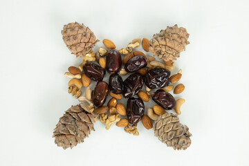 healthy  sweet nuts and  cedar  cone