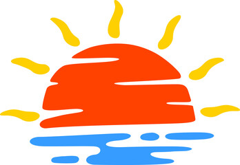 Sunset sea abstract icon