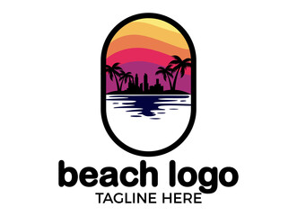 The beach and summer logo designs inspiration. Tropical Beach Travel Logo.