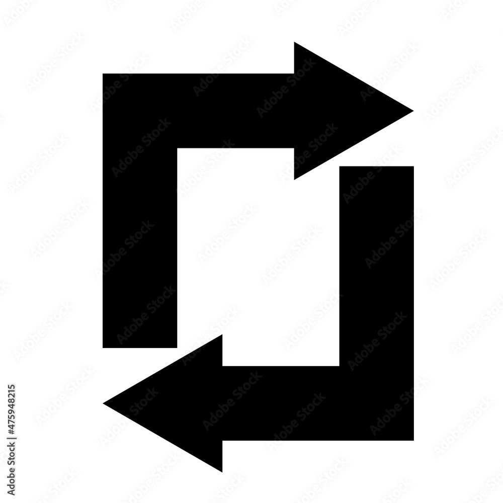 Poster square cyclic rotation icon. arrow sign. app element. technology concept. line design. vector illust