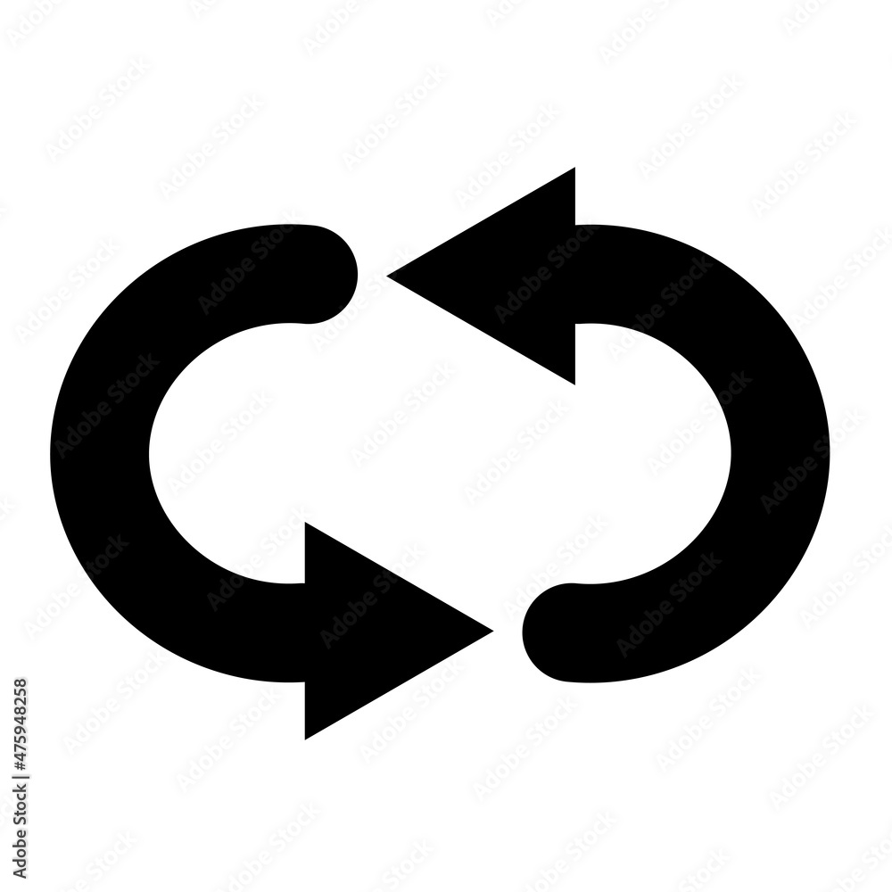 Poster cyclic rotation icon. oval arrows. round button. app element. logo design. flat art. vector illustra