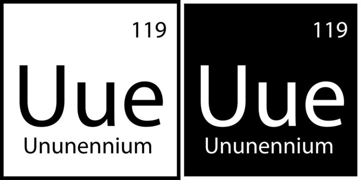 Ununennium icon. Mendeleev table element. Chemical sign. White and black squares. Vector illustration. Stock image. 