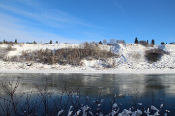 Snowy Riverbank, Gold Bar Park, Edmonton, Alberta