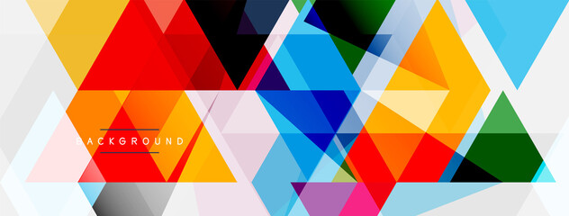 Color triangles composition, geometric abstract background. Techno or business concept, pattern for wallpaper, banner, background, landing page