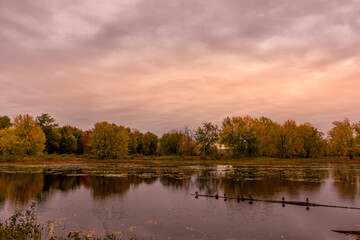 Fototapeta na wymiar Colourful beautiful Autumn landscaping Ottawa Ontario Canada