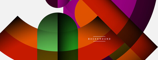 Geometric abstract background. Round shapes, circles, lines composition for wallpaper banner background or landing page