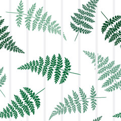 fern and stripes design - seamless vector repeat pattern, use it for wrappings, fabric, packaging and other print and design projects