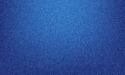 Blue jeans denim texture background, vector pattern of apparel fabric in closeup. Blue jeans cloth or denim canvas material, realistic cotton textile in macro, denim jeans of pants or pocket