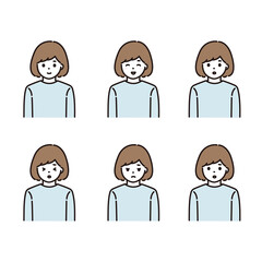 女性 表情イラストセット