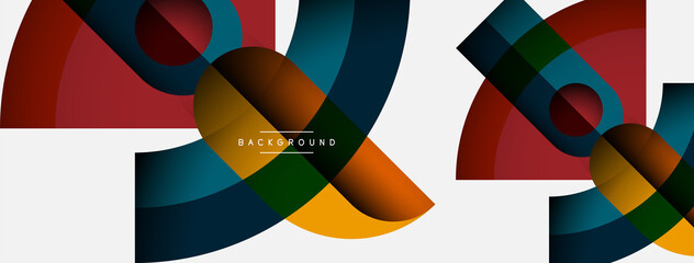 Fototapeta premium Geometric abstract background. Round shapes, circles, lines composition for wallpaper banner background or landing page