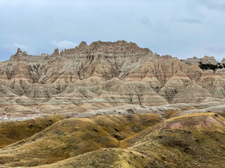 Obraz premium Buttes in Badlands National Park in the winter, South Dakota