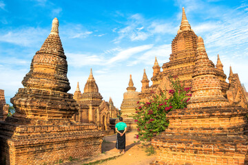 Bagan, Myanmar - starring a stunning view of some well preserved buddhist temples 