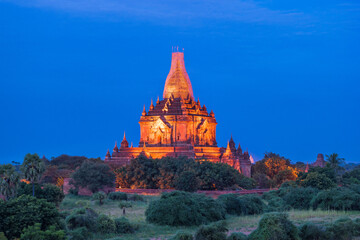 Bagan, Myanmar - view of Htilominio temple, by the sunrise
