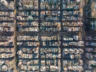 Top down view of Hong Kong city