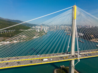 Top view of Ting Kau bridge in Hong Kong