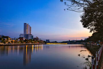 Fototapeta premium Long Xuyen city welcomes dawn