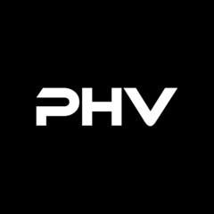 PHV letter logo design with black background in illustrator, vector logo modern alphabet font overlap style. calligraphy designs for logo, Poster, Invitation, etc.	
