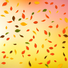 Falling autumn leaves. Red, yellow, green, brown c