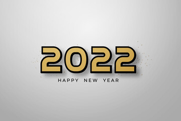 Happy new year 2022 . new year simple gold background.