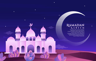 Beautiful Mosque Ramadan Kareem Greeting Islamic Holiday Muslim Celebration Card