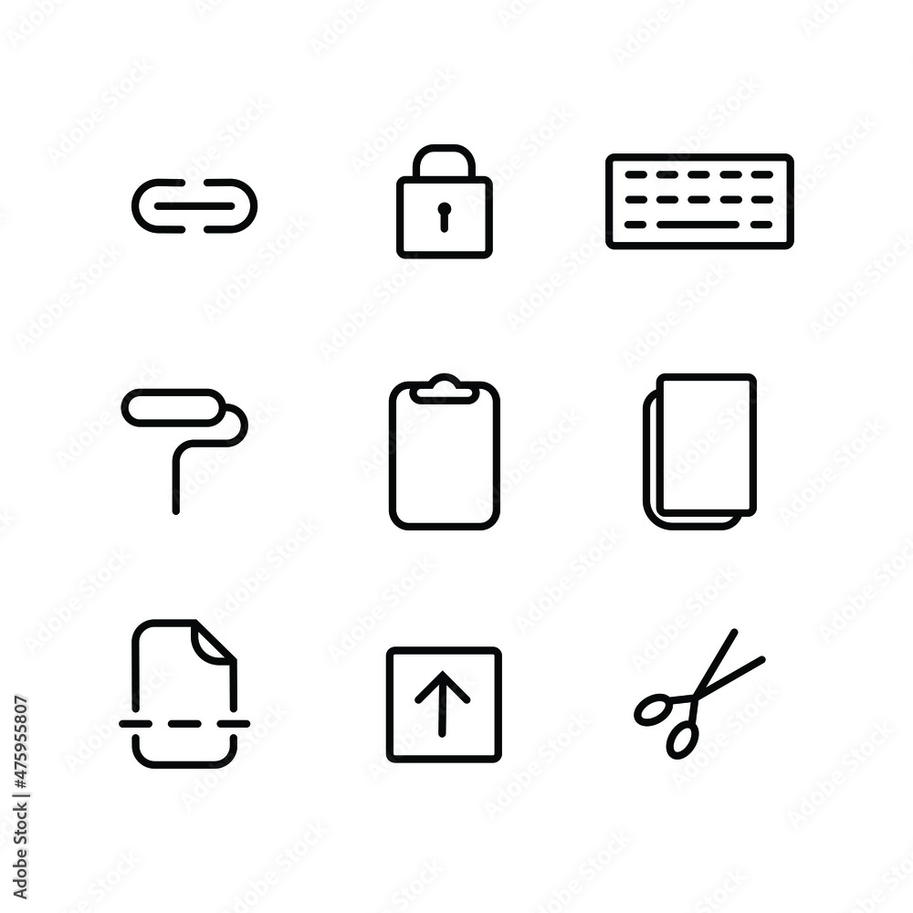 Poster the editable stroke line of icon set related to text or document processing. the icon collection for