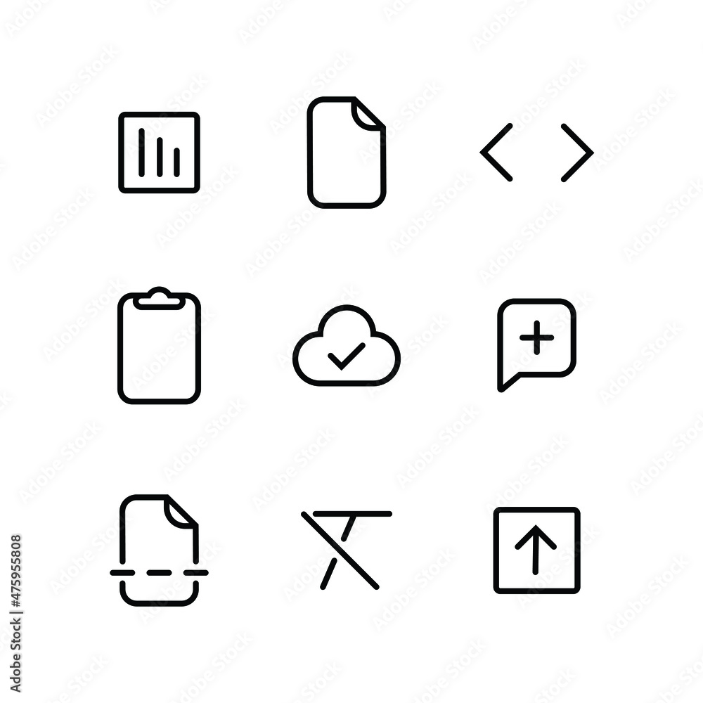 Fototapete the editable stroke line of icon set related to text or document processing. the icon collection for